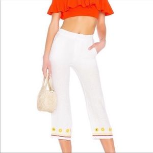 Tularosa Linen Mirrored Marigold Red Chevron Pants